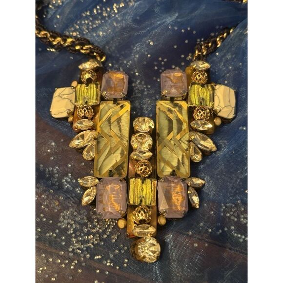 Signed Nocturne Studio JUMI Multicolor Statement Necklace With Leather Backing - Picture 3 of 12